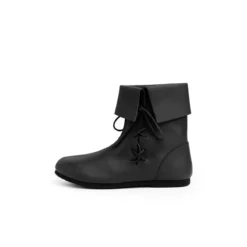 Mittelalter Stulpenstiefel aus Nubukleder schwarz