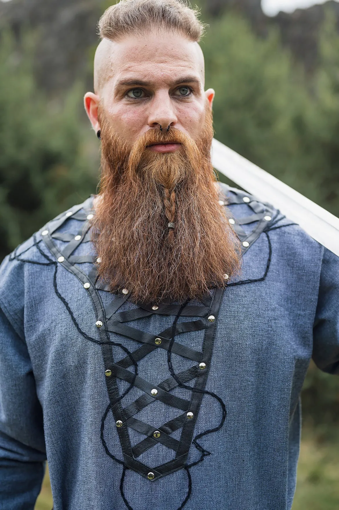 Mittelalter Tunika Erik blau-grau