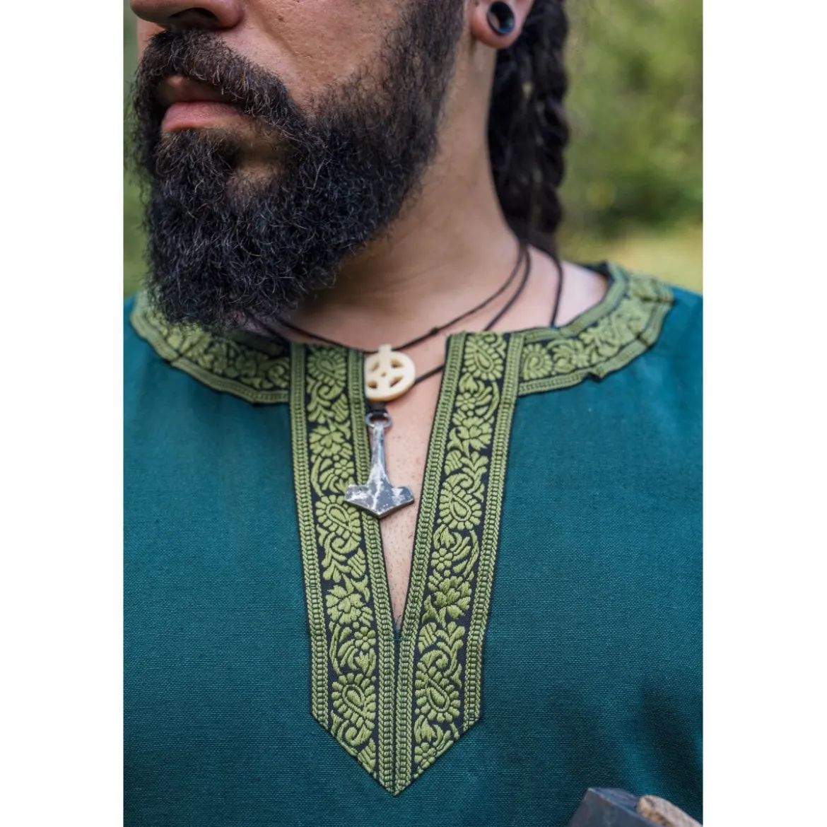 Mittelalter Tunika mit Bordüre Halvor grün