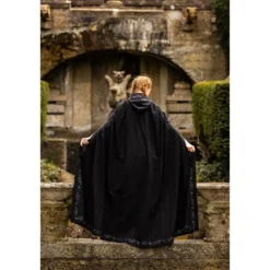 Mittelalter Umhang mit Stickerei Erna schwarz