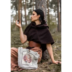Mittelalter Umhängetasche Tora mit Stickerei beige