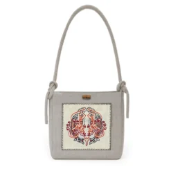 Mittelalter Umhängetasche Tora mit Stickerei beige