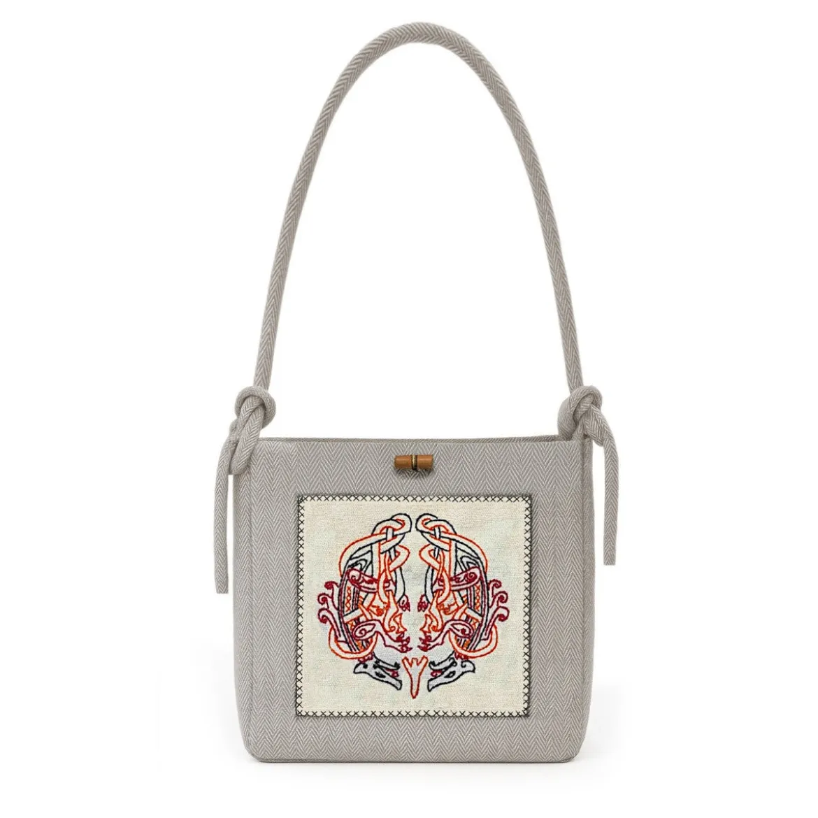 Mittelalter Umhängetasche Tora mit Stickerei beige