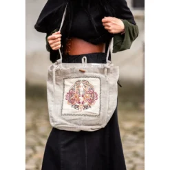 Mittelalter Umhängetasche Tora mit Stickerei beige