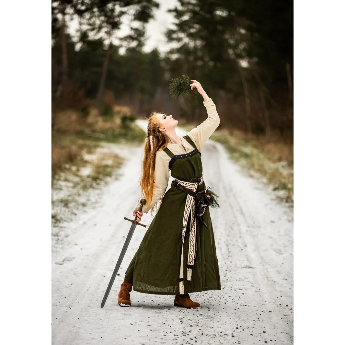 Mittelalter Wikinger Überkleid Alena grün