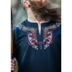 Mittelalter Wikinger Tunika Snorri schwarz-rot