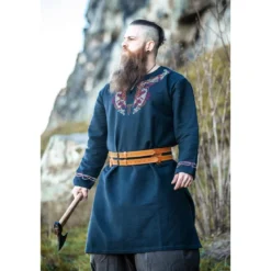 Mittelalter Wikinger Tunika Snorri schwarz-rot