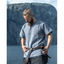 Mittelalter Wikinger Tunika Edmund Kurzarm blaugrau