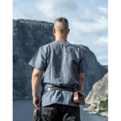 Mittelalter Wikinger Tunika Edmund Kurzarm blaugrau