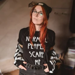 Normal People Scare Me T-Shirt für American Horror Story Fans schwarz