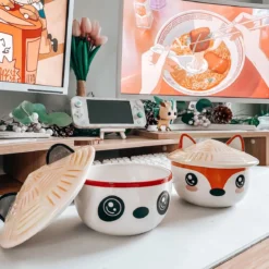 Panda Kawaii Schale mit Deckel für Anime Fans
