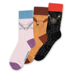 Pokemon - Evoli Evolution Socken 3er Set braun-schwarz-rosa