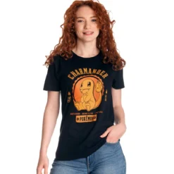 Pokemon - Glumanda College T-Shirt schwarz