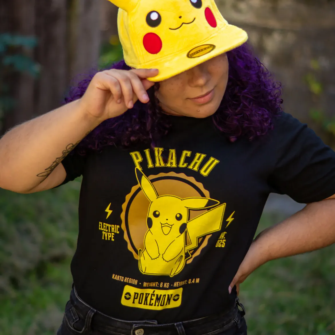 Pokemon - Pikachu College T-Shirt schwarz