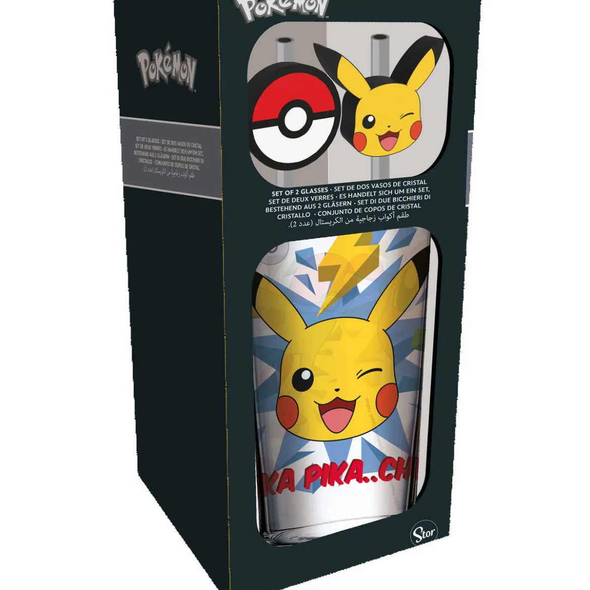 Pokémon Glas Tumbler mit Trinkhalmen Pikachu 485 ml