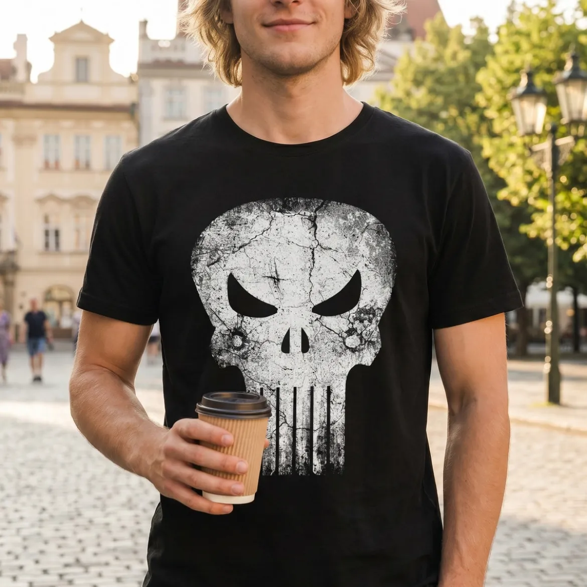 Punisher - Skull Distress Logo T-Shirt schwarz