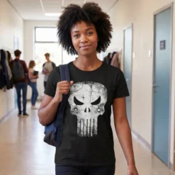 Punisher - Skull Distress Logo T-Shirt schwarz