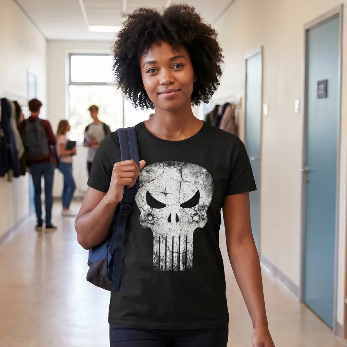Punisher - Skull Distress Logo T-Shirt schwarz