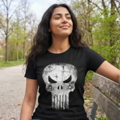 Punisher - Skull Distress Logo T-Shirt schwarz