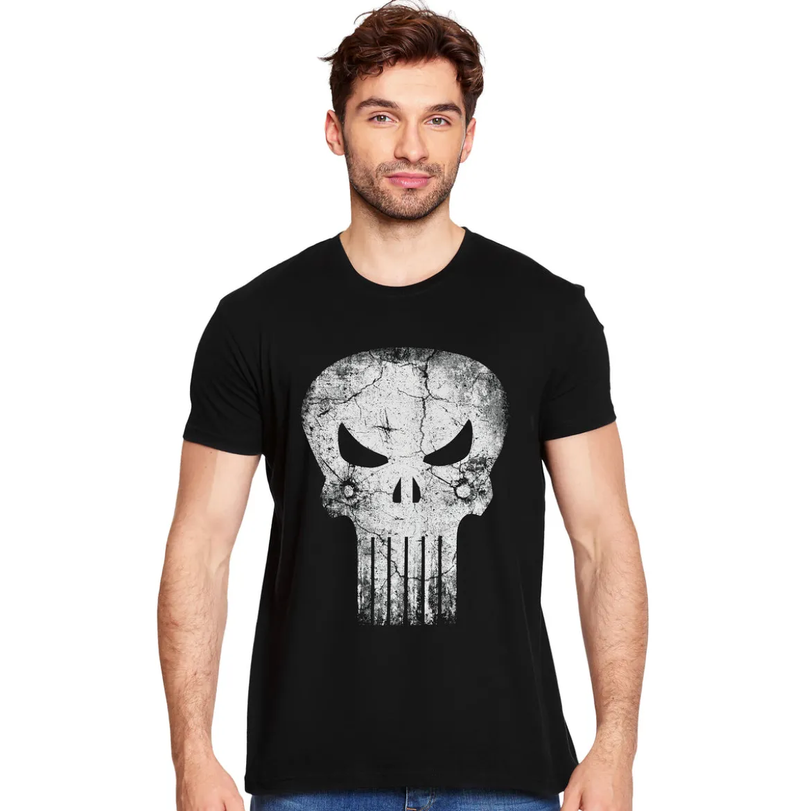 Punisher - Skull Distress Logo T-Shirt schwarz
