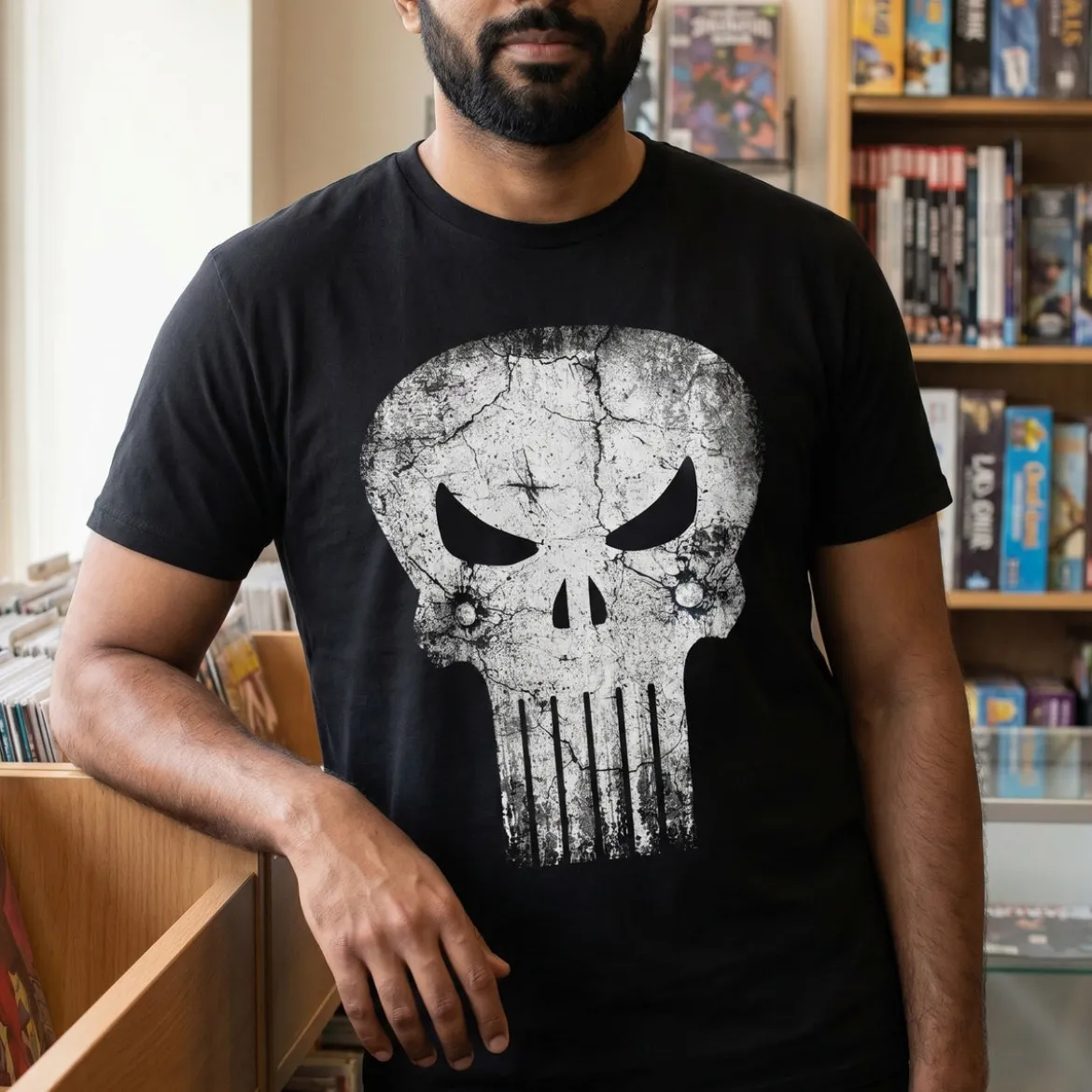 Punisher - Skull Distress Logo T-Shirt schwarz
