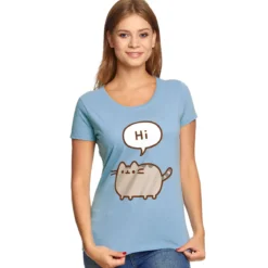 Pusheen - Hi Bye! T-Shirt Damen blau