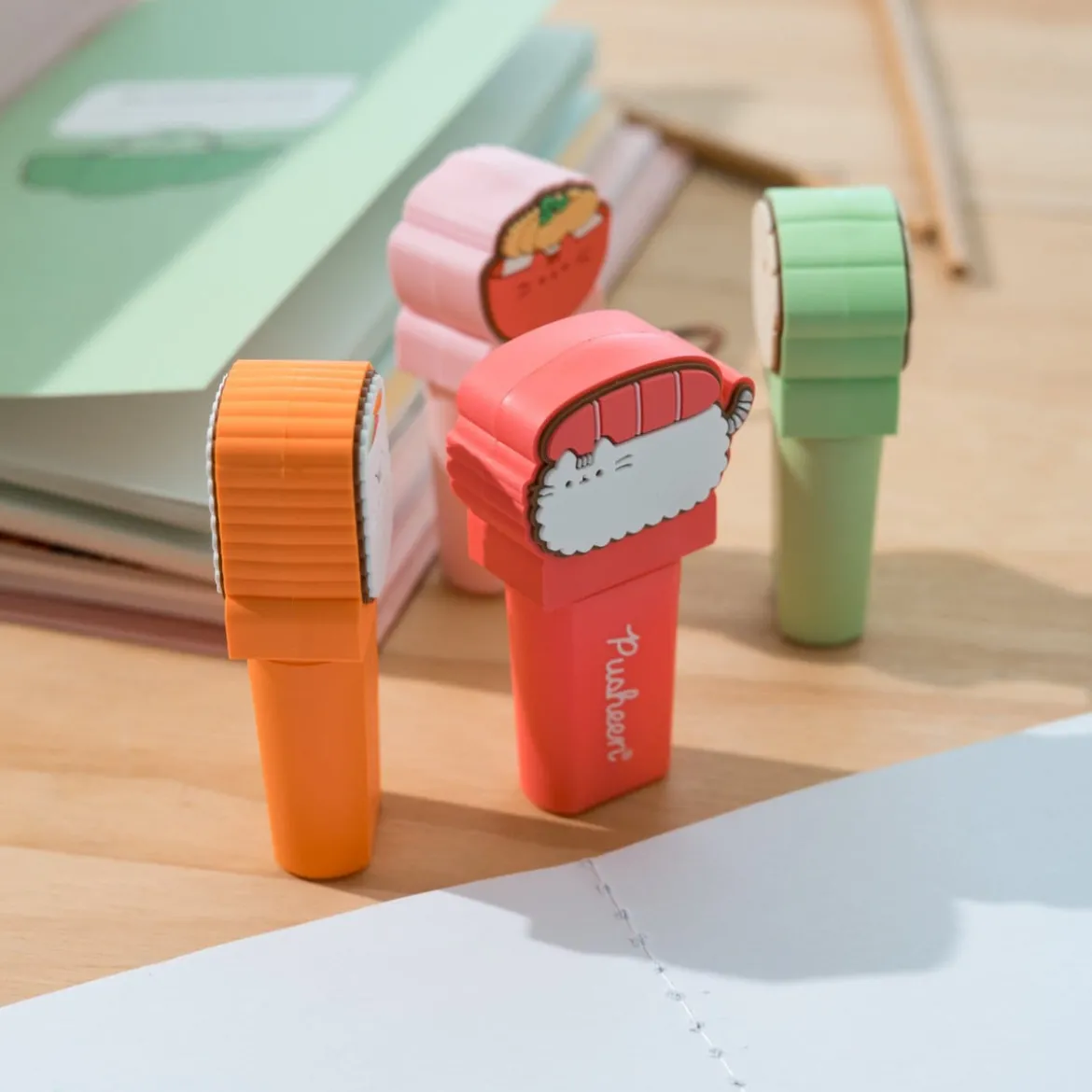 Pusheen Textmarker mit Topper Sushi Roll 4er Set