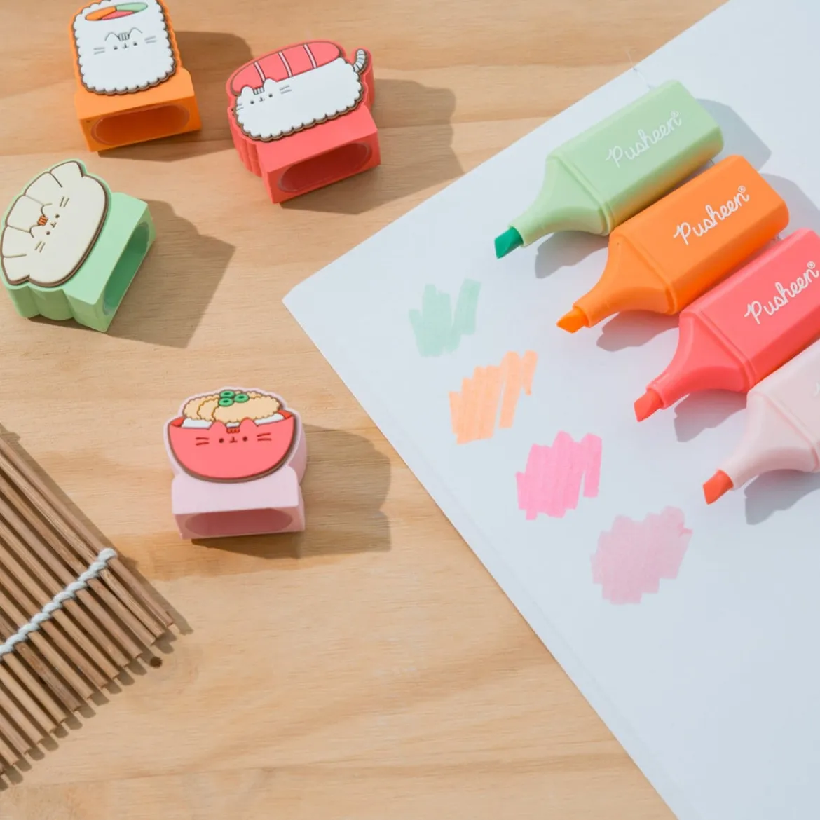 Pusheen Textmarker mit Topper Sushi Roll 4er Set