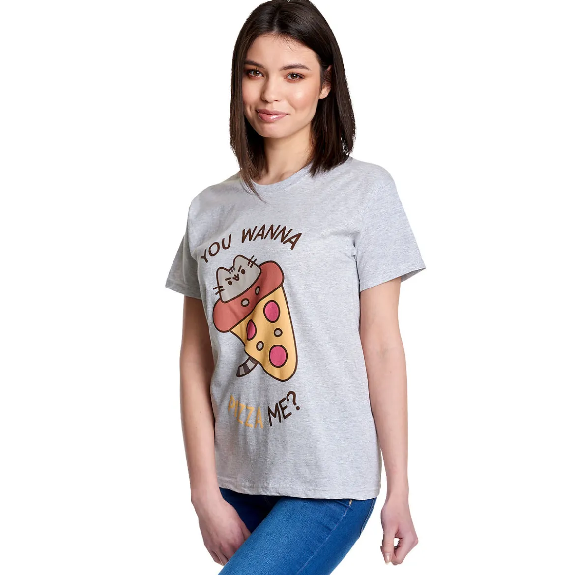 Pusheen - You Wanna Pizza Me T-Shirt grau