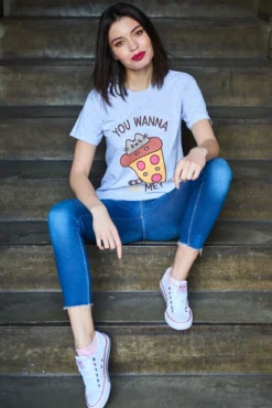 Pusheen - You Wanna Pizza Me T-Shirt grau