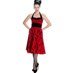 Rockabilly-Kleid Bat rot-schwarz