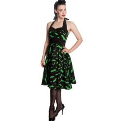 Rockabilly-Kleid Bat schwarz-grün