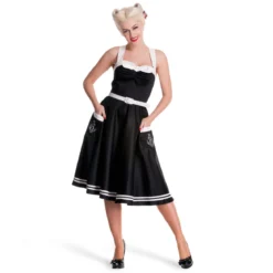 Rockabilly Kleid Siren mit Gürtel schwarz