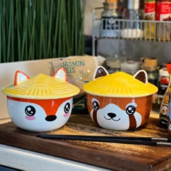 Roter Panda Kawaii Schale mit Deckel für Anime Fans