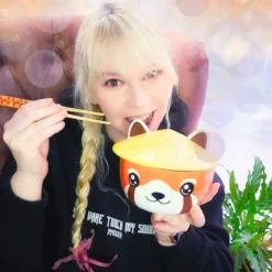 Roter Panda Kawaii Schale mit Deckel für Anime Fans