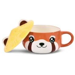 Roter Panda Kawaii Tasse mit Deckel für Anime Fans