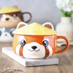 Roter Panda Kawaii Tasse mit Deckel für Anime Fans