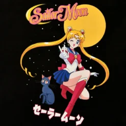Sailor Moon mit Luna T-Shirt schwarz