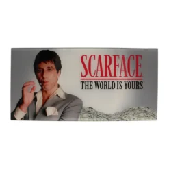 Scarface Glasposter The World Is Yours (Grey Background) 60 x 30 cm