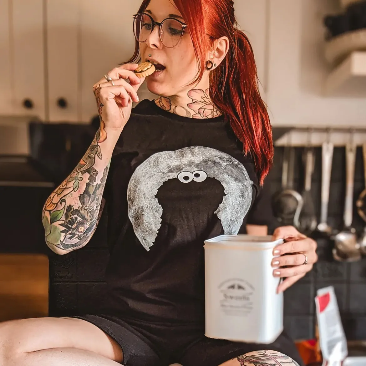 Sesamstraße - Cookie Monster Moonnight T-Shirt schwarz