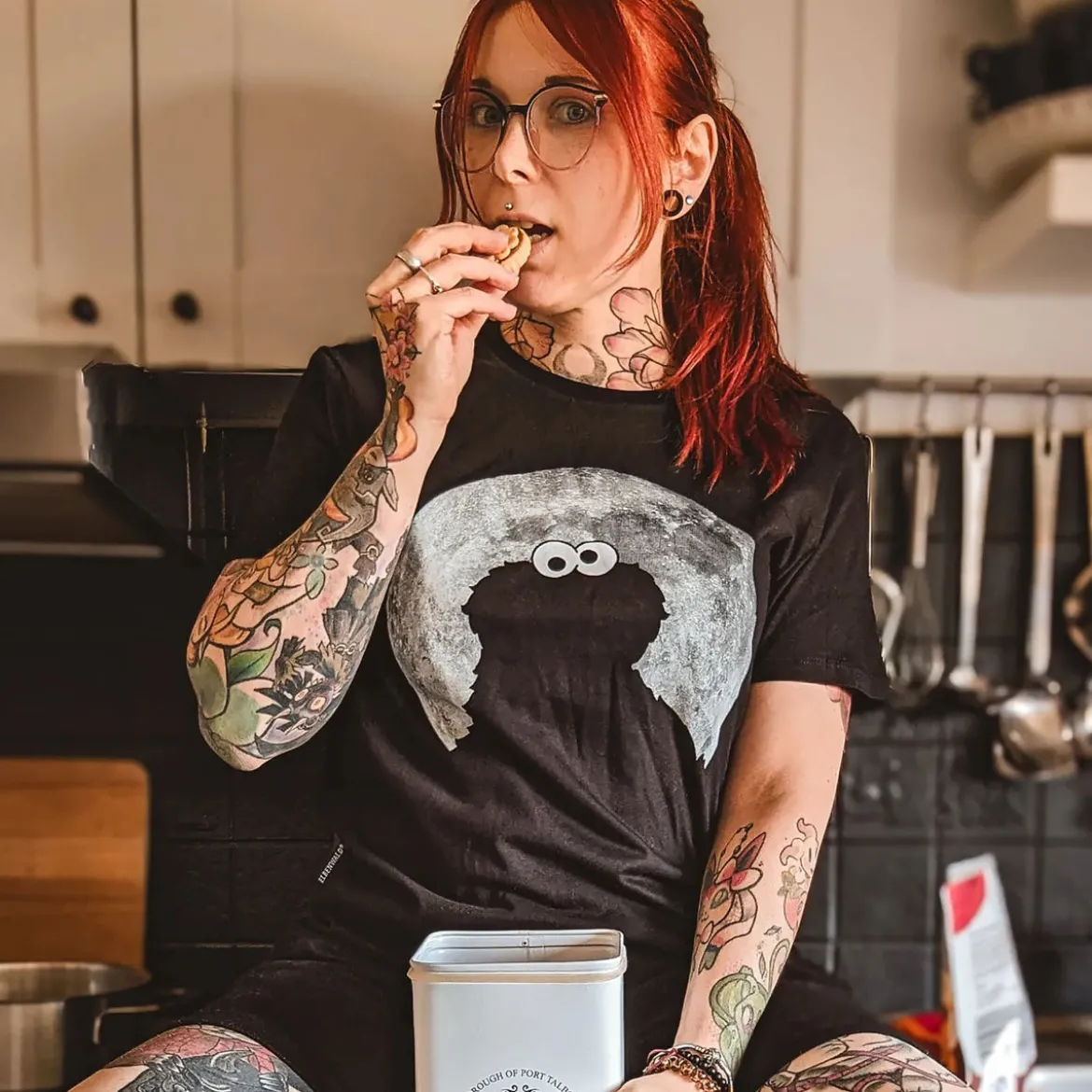 Sesamstraße - Cookie Monster Moonnight T-Shirt schwarz