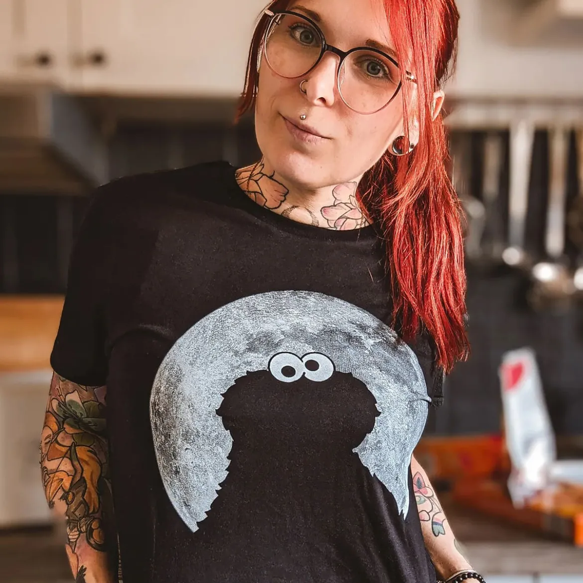 Sesamstraße - Cookie Monster Moonnight T-Shirt schwarz