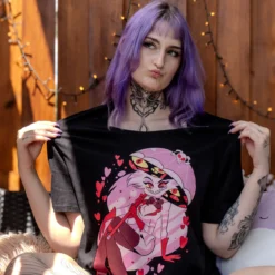 Spider Demon Angel T-Shirt für Hazbin Hotel Fans schwarz