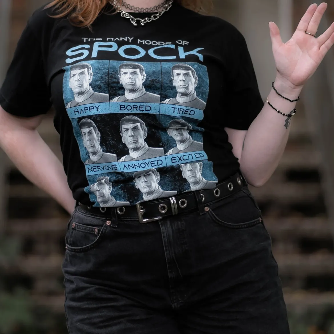 Star Trek - Many Mood of Spock T-Shirt schwarz