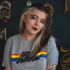 Star Wars - Classic Rainbow Logo Pride T-Shirt grau