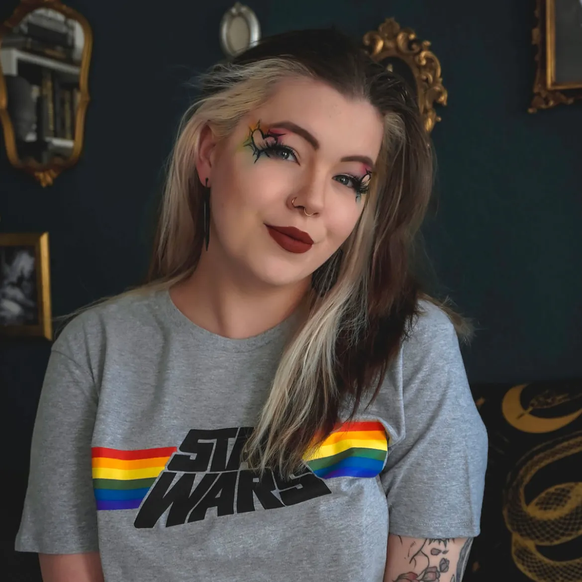 Star Wars - Classic Rainbow Logo Pride T-Shirt grau