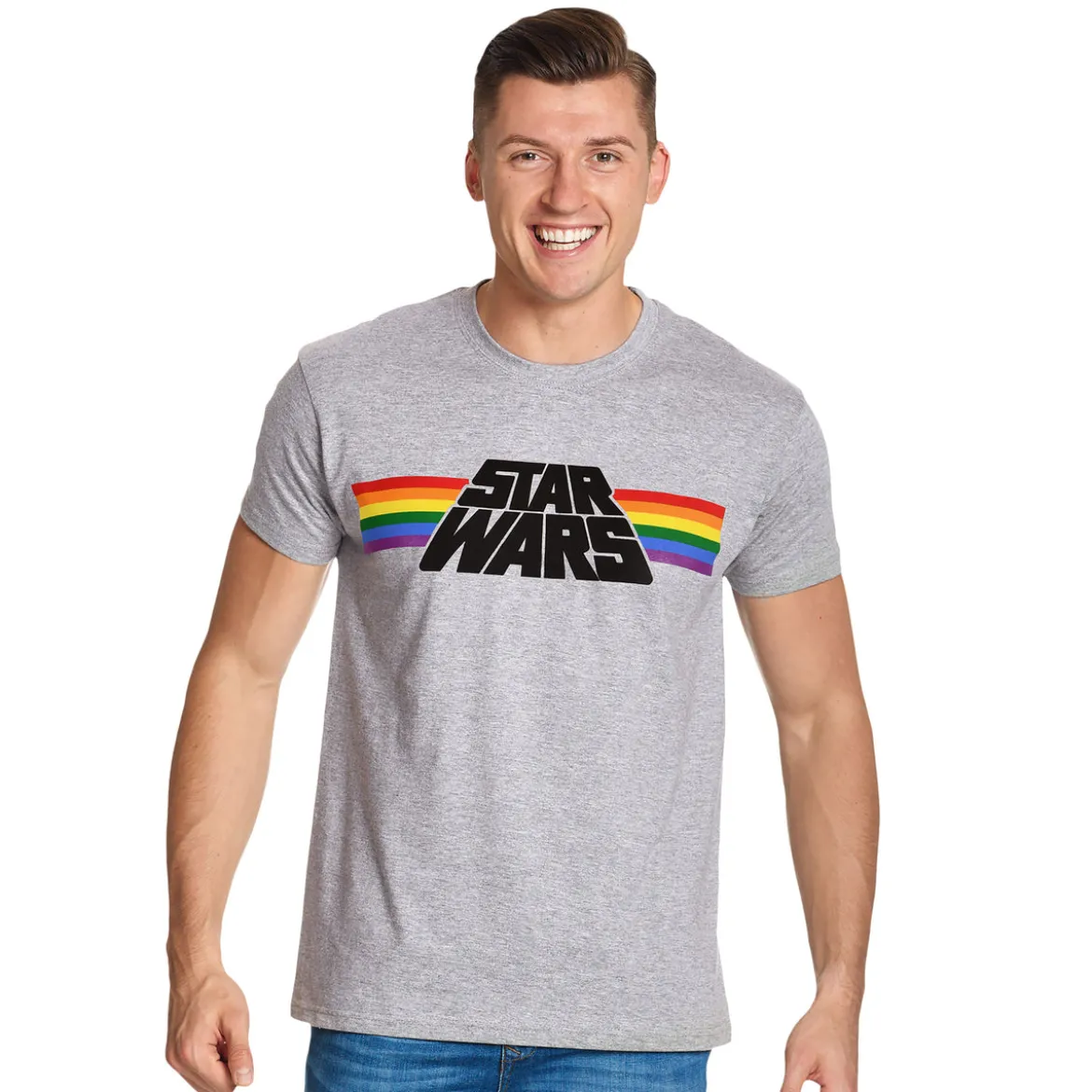 Star Wars - Classic Rainbow Logo Pride T-Shirt grau