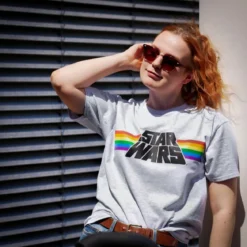 Star Wars - Classic Rainbow Logo Pride T-Shirt grau