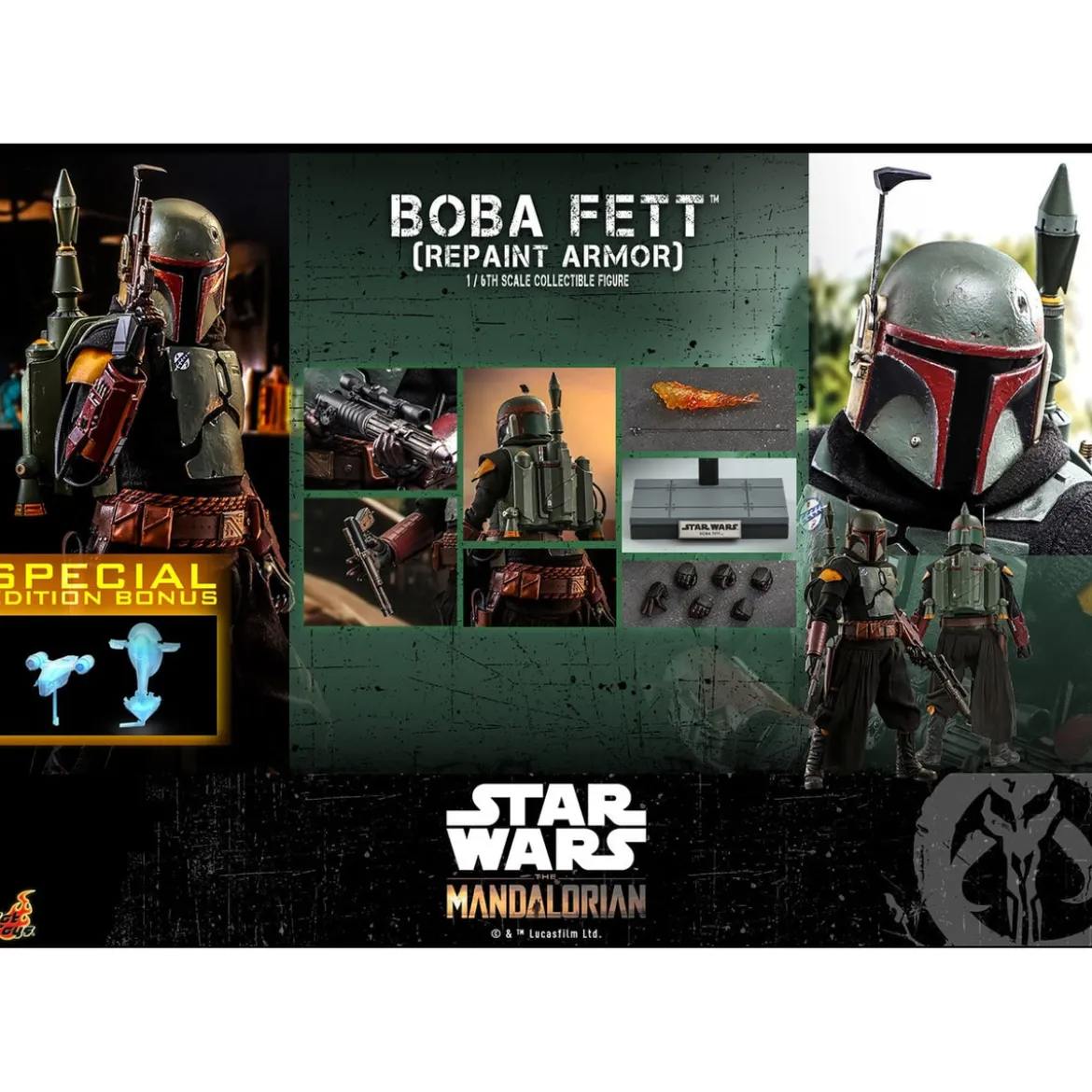 Star Wars: The Mandalorian - Boba Fett Actionfigur 1:6 Repaint Armor Special Edition