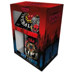 Stranger Things Tasse, Untersetzer und Schlüsselanhänger Set Hellfire